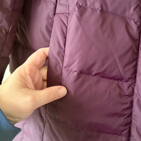 Eileen Fisher 80/20 Down Feather Puffer Coat Burgundy Plum  Snap Jacket - Picture 3 of 9
